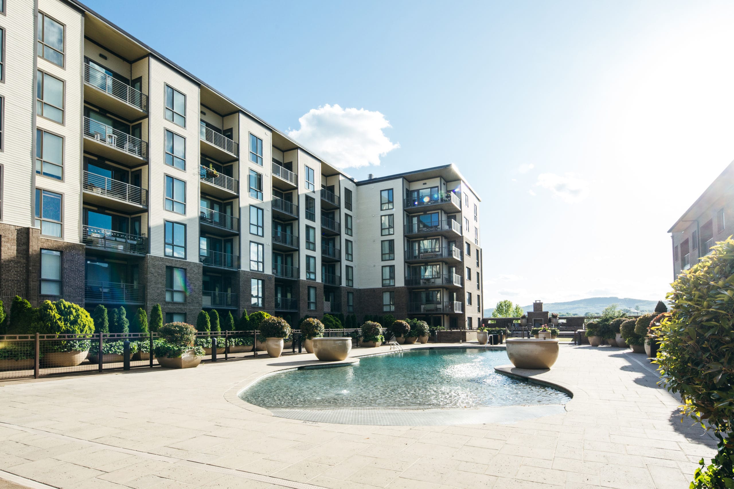 Apartment Complex Buildings and Pool
